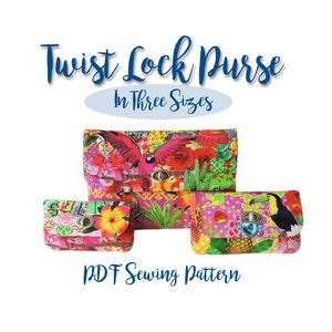 Wallet Pattern. Twist lock PDF purse pattern in 3 sizes. Twist lock pouch. Bag sewing pattern