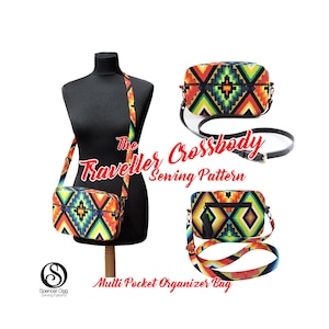 Messenger Bag Sewing Pattern. The Traveller. Cross-body multi-pocket Purse pattern. PDF Bag sewing pattern. Purse Patterns and tutorials
