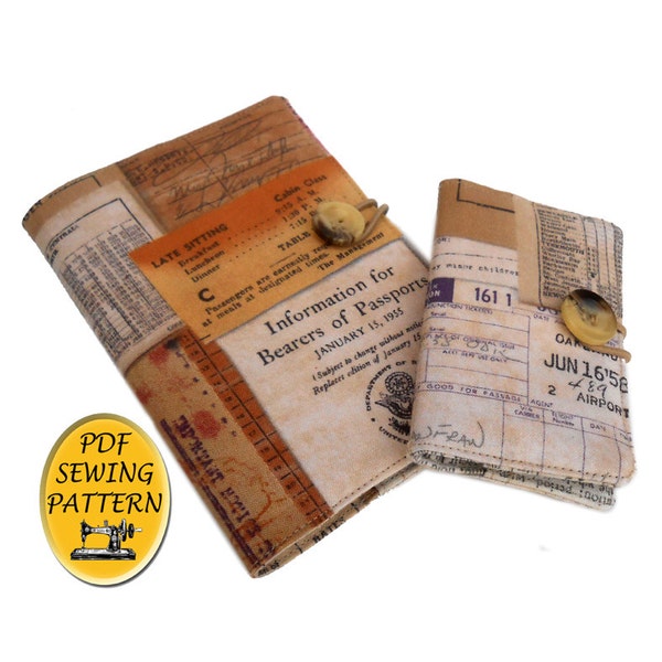 Passport holder and card case PDF pattern set US and uk passport size. Instant download PDF