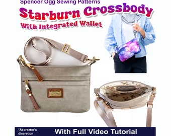 Starburn Crossbody Bag PDF Sewing Pattern & Video Tutorial. Bag sewing patterns.