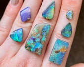 Australian boulder opal ring. Custom made boulder opal ring.