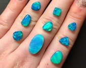 Australian opal doublet ring. Custom made opal ring. Aqua blue