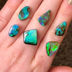 Australian opal ring. Custom made boulder opal ring.