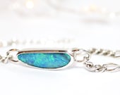 Sterling silver Australian opal doublet bracelet