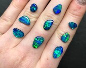 Australian opal doublet ring. Custom made opal ring. Blue/green colour
