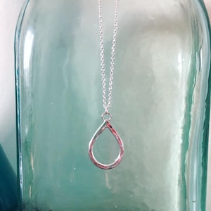 Silver water droplet necklace
