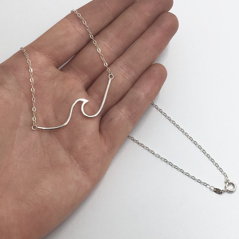 Sterling silver wave necklace. Surf girl. Surf jewellery image 7