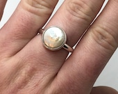 Coin Pearl silver ring. Sterling Silver and freshwater coin pearl pearl ring.