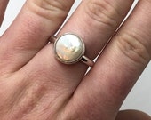 Coin Pearl silver ring. Sterling Silver and freshwater coin pearl pearl ring.