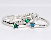 Australian mini opal doublet ring. Sterling silver and 3mm opal doublet stacking ring