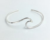 Wave bangle. Sterling silver cuff. wave jewellery. surf style.