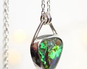 Australian boulder Opal necklace. Green flash  opal necklace
