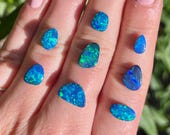 Australian opal doublet ring. Custom made opal ring. Blue/green colour