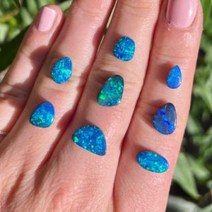 Australian opal doublet ring. Custom made opal ring. Blue/green colour