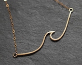 Solid 9ct gold wave necklace. Surf girl. Surf jewellery