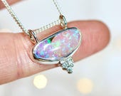 Australian glittery pipe Opal and Moissanite  necklace