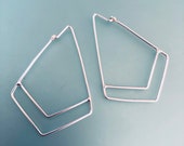 Geometric hoop earrings. Tribal Aztec geo hoops.