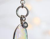 Australian pipe opal charm Necklace. Sterling silver with Moissanite gemstone.