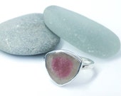 Watermelon tourmaline ring. One of a kind jewellery.  Bi colour tourmaline and sterling silver