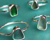 BLUE/ SEAFOAM Custom mini Sea glass ring