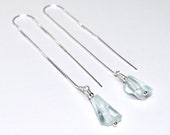 Aquamarine drop earrings. Aquamarine crystal threaders earrings. Wedding and bridesmaid earrings