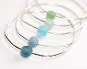 Recycled glass bead hammered bangle