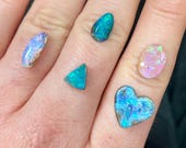 Custom Australian Boulder Opal Ring, Sterling Silver Band