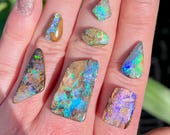 Australian boulder opal ring. Custom made opal ring