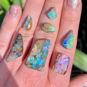 Australian boulder opal ring. Custom made opal ring