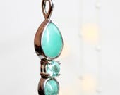 Triple stone necklace with turquoise, apatite & Peruvian amazonite