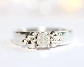 Ice white Salt and pepper diamond sterling silver ring.