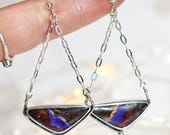 Australian boulder opal and amethyst hoop earrings