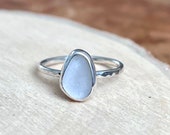 Sea glass ring. Sterling silver Sea glass jewellery. Handmade sea glass ring.