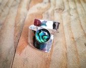 Paua shell. ring. Sterling silver. Adjustable ring. Abalone shell.