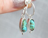 Boulder opal earrings. Sterling silver opal hoop earrings