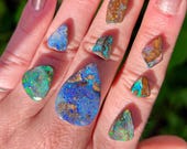 Australian boulder opal ring. Custom made opal ring. blue/aqua opals