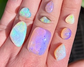 Australian crystal/ pipe opal ring. Custom made opal ring. purple Australian opal