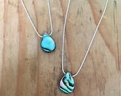 Paua shell necklace. Sterling silver. Briolette necklace. Minimal jewellery. Surf.