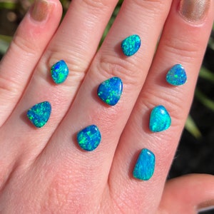 Australian opal doublet ring. Custom made opal ring. Blue/green colour