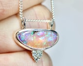 Australian glittery pipe Opal and Moissanite  necklace