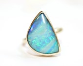 9ct Yellow gold Australian boulder opal ring