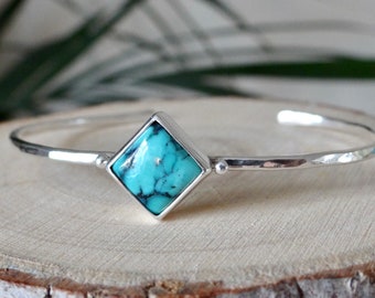 Turquoise cuff bracelet. Sterling silver and turquoise bangle.