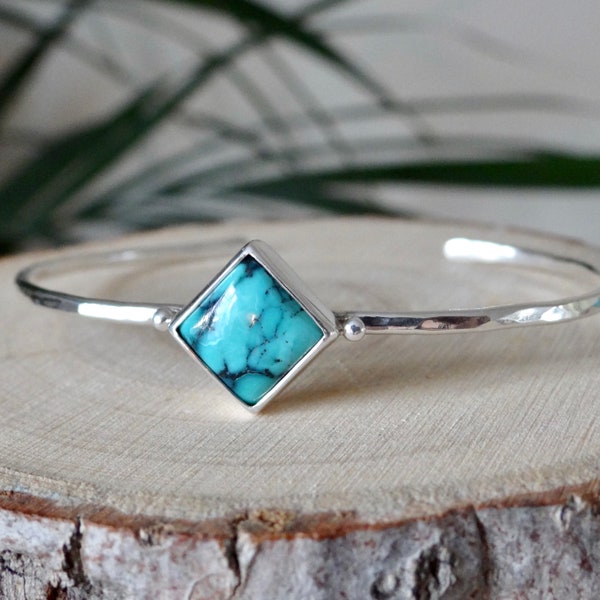 Turquoise cuff bracelet. Sterling silver and turquoise bangle.