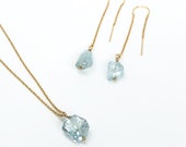 Gold filled topaz crystal threader earrings and necklace set