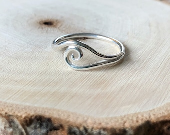 sterling silver swirl wave ring