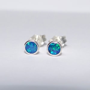 Opal stud earrings. 4mm Australian opal doublet earrings