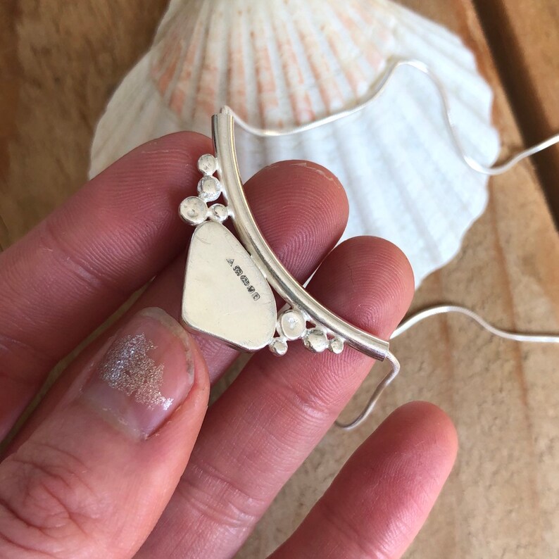 Pendant Sterling silver sea glass necklace Seaglass jewelry
