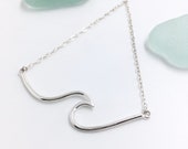 Sterling silver wave necklace. Surf girl. Surf jewellery