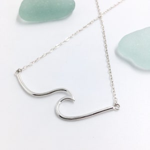 Sterling silver wave necklace. Surf girl. Surf jewellery image 1