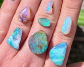 Australian boulder/ pipe/ crystal opal ring. Custom made opal ring.